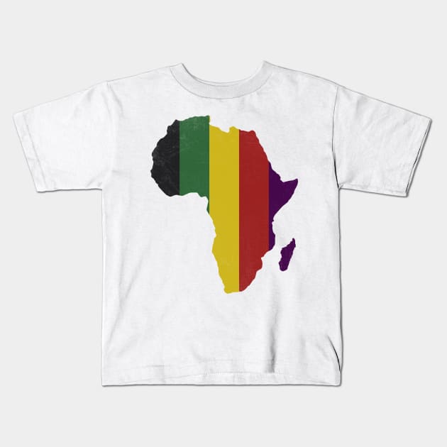 Africa Map (Grunge) Stripes Kids T-Shirt by John Uttley